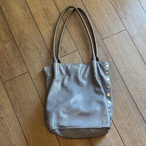 Hammitt Metallic Silver Medium Oliver Tote with Studs